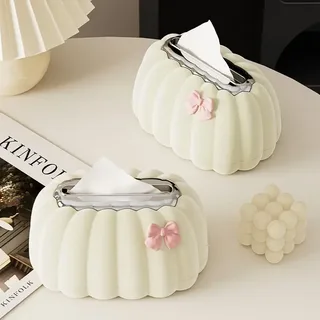 Creative Pumpkin Spring Pumping Carton: Cream Wind Easy Storage, Home Office Flocking Tissue Box