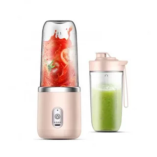USB Rechargeable Juicer with 2 Cup,Fresh Juice Blender with Sports Lid, Multifunctional Portable Juicer, Six-Blade Design for Quick Juicing, Smooth Juice, Suitable for Home